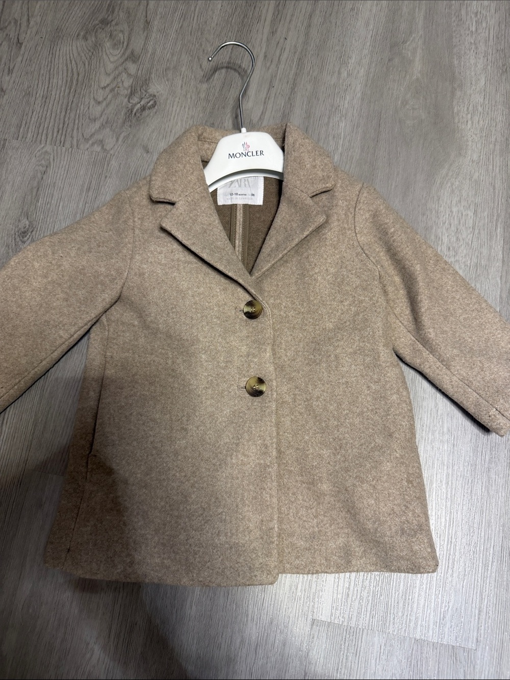 Zara Kids Light gray/beige Wool-Blend Coat - 12-18m . Like new